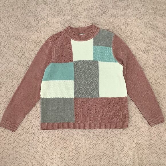 Alfred Dunner Color Block Multicolor Preppy Grannycore Grandma Sweater Medium - Picture 2 of 12